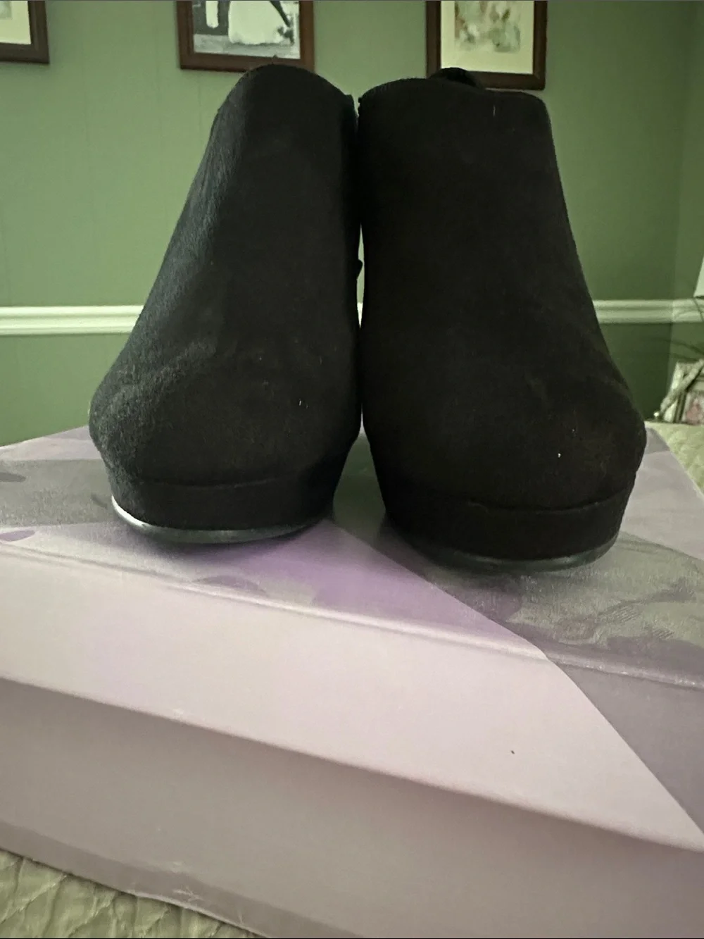 Xappeal Black Suede Wedge Booties